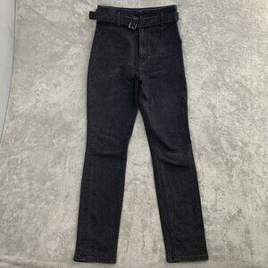 Reformation Jeans Women's 28x29” Black Kayo High & Skinny Belted Pants Denim